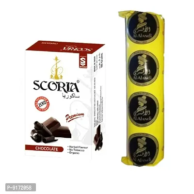 SCORIA Herbal Hookah Molasses (100% Nicotine and Tobacco Free) Chocolate  Polo Charcoal (Pack of 2)-thumb0