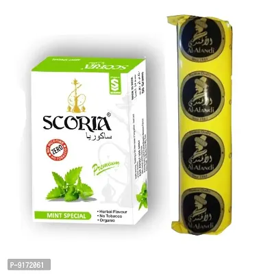 SCORIA Herbal Hookah Molasses (100% Nicotine and Tobacco Free) Mint  Polo Charcoal (Pack of 2)
