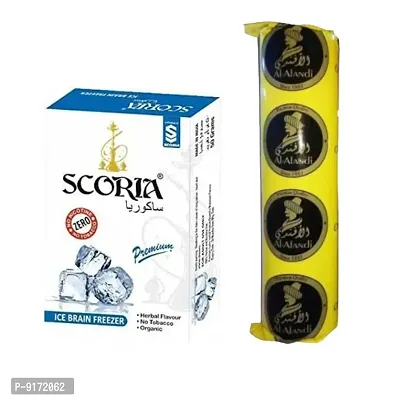 SCORIA Herbal Hookah Molasses (100% Nicotine and Tobacco Free) Brain Freezer  Polo Charcoal (Pack of 2)