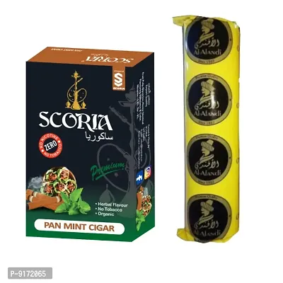 SCORIA Herbal Hookah Molasses (100% Nicotine and Tobacco Free) Paan Mint Cigar  Polo Charcoal (Pack of 2)