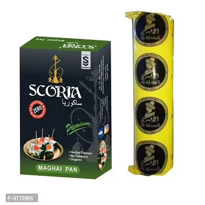 SCORIA Herbal Hookah Molasses (100% Nicotine and Tobacco Free) Maghai Paan  Polo Charcoal (Pack of 2)-thumb0