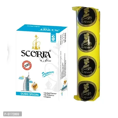 SCORIA Herbal Hookah Molasses (100% Nicotine and Tobacco Free) Dubai Special  Polo Charcoal (Pack of 2)-thumb0