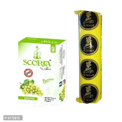 SCORIA Herbal Hookah Molasses (100% Nicotine and Tobacco Free) Grape  Polo Charcoal (Pack of 2)-thumb0
