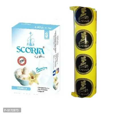 SCORIA Herbal Hookah Molasses (100% Nicotine and Tobacco Free) Vanilla  Polo Charcoal (Pack of 2)