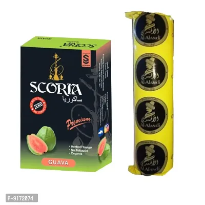 SCORIA Herbal Hookah Molasses (100% Nicotine and Tobacco Free) Guava  Polo Charcoal (Pack of 2)-thumb0