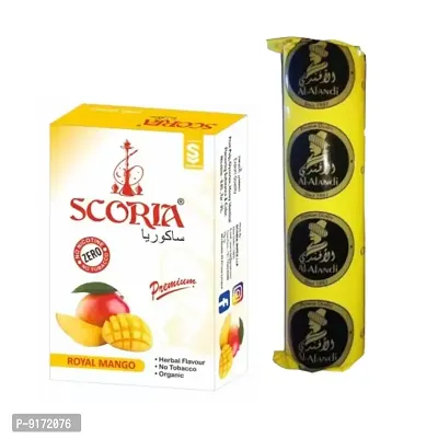 SCORIA Herbal Hookah Molasses (100% Nicotine and Tobacco Free) Mango  Polo Charcoal (Pack of 2)