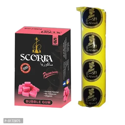 SCORIA Herbal Hookah Molasses (100% Nicotine and Tobacco Free) Bubble Gum  Polo Charcoal (Pack of 2)