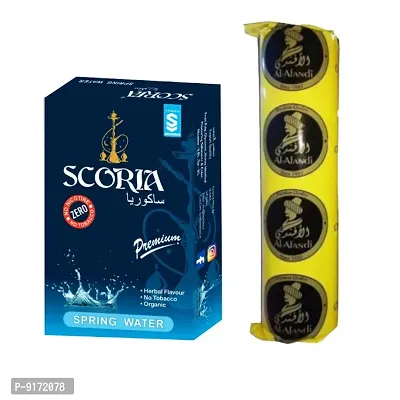 SCORIA Herbal Hookah Molasses (100% Nicotine and Tobacco Free) Spring Water  Polo Charcoal (Pack of 2)