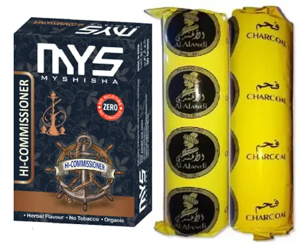 MYS Myshisha Herbal Hookah Molasses (100% Nicotine And Tobacco Free) Dubai Special 2 Polo Charcoal (Pack Of 3)