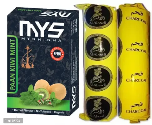 MYS Myshisha Herbal Hookah Molasses (100% Nicotine and Tobacco Free) Paan Kiwi Mint  2 Polo Charcoal (Pack Of 3)