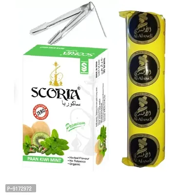 SCORIA Premium Quality Herbal Hookah (100% Nicotine and Tobacco Free) Paan Kiwi Mint, Polo Charcoal, T