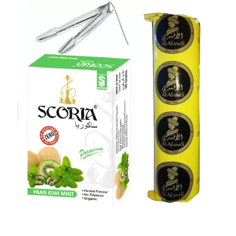 SCORIA Premium Quality Herbal Hookah (100% Nicotine And Tobacco Free) Chocolate , Polo Charcoal