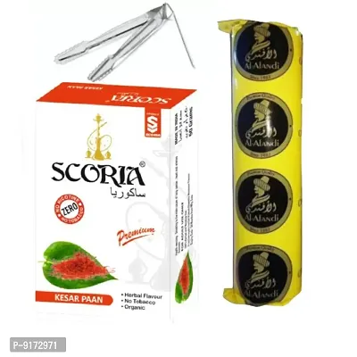 SCORIA Premium Quality Herbal Hookah (100% Nicotine and Tobacco Free) Kesar Paan , Polo Charcoal, T