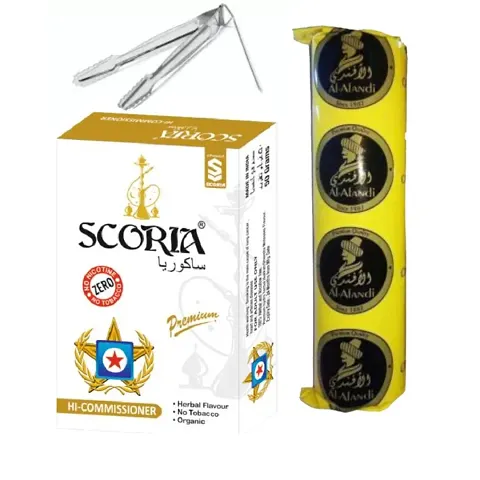 SCORIA Premium Quality Herbal Hookah (100% Nicotine And Tobacco Free) Chocolate , Polo Charcoal