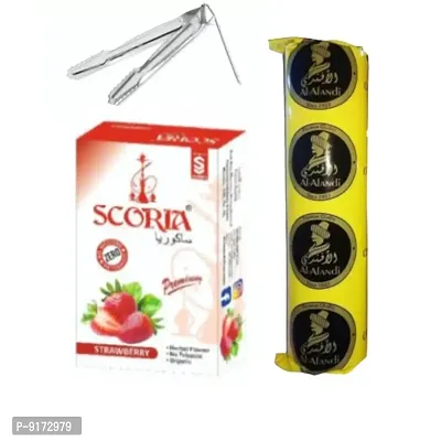 SCORIA Premium Quality Herbal Hookah (100% Nicotine and Tobacco Free) Strawberry, Polo Charcoal, T