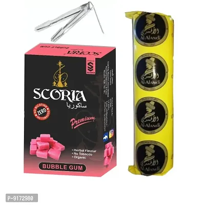 SCORIA Premium Quality Herbal Hookah (100% Nicotine and Tobacco Free) Bubble Gum , Polo Charcoal, T