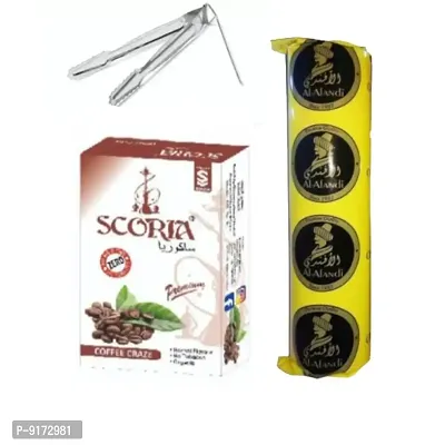 SCORIA Premium Quality Herbal Hookah (100% Nicotine and Tobacco Free) Coffee, Polo Charcoal, T