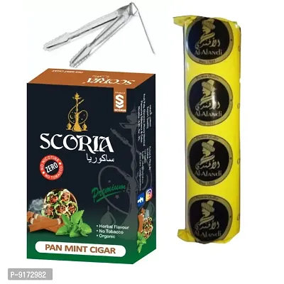 SCORIA Premium Quality Herbal Hookah (100% Nicotine and Tobacco Free) Paan Mint Cigar, Polo Charcoal, T
