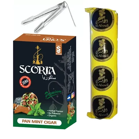 SCORIA Premium Quality Herbal Hookah (100% Nicotine And Tobacco Free) Dubai Special , Polo Charcoal, Tong