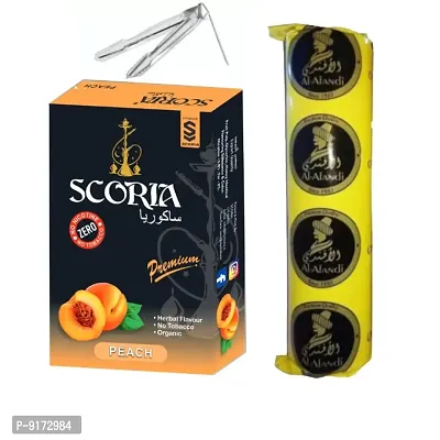 SCORIA Premium Quality Herbal Hookah (100% Nicotine and Tobacco Free) Peach , Polo Charcoal, T