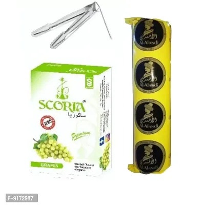 SCORIA Premium Quality Herbal Hookah (100% Nicotine and Tobacco Free) Grape, Polo Charcoal, T