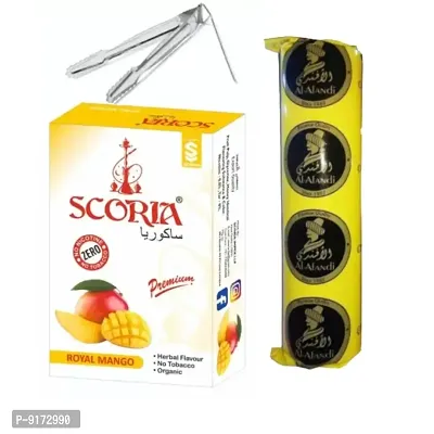 SCORIA Premium Quality Herbal Hookah (100% Nicotine and Tobacco Free) Mango, Polo Charcoal, T-thumb0