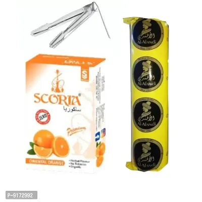 SCORIA Premium Quality Herbal Hookah (100% Nicotine and Tobacco Free) Orange, Polo Charcoal, T