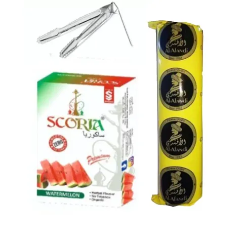 SCORIA Premium Quality Herbal Hookah (100% Nicotine And Tobacco Free) Mango, Polo Charcoal,