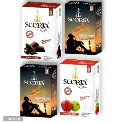 SCORIA Herbal Hookah Molasses (100% Nicotine and Tobacco Free) Mint, Coffee Hookah Flavour  2 Mouth Tip Filter (Pack Of 4)