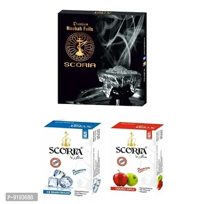SCORIA (100% Nicotine and Tobacco Free) Hookah Accessories Flavour Set ( Hookah Foil  Brain Freezer, Double Apple )