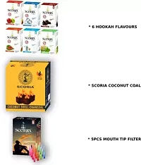 SCORIA (100% Nicotine and Tobacco Free) Mouth Tip Filter Scoria Coconut Coal (Double Apple, Paan Kiwi MInt, Kesar Paan, , BF, Chocolate, Dubai Special) Hookah Flavor  (650 g, Pack of 8)-thumb1