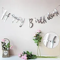 Happy Birthday Silver Cursive Decoration Item Pack of 1-thumb1