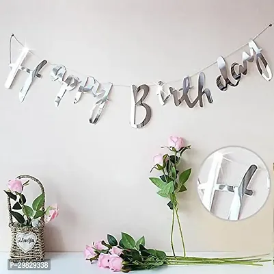 Happy Birthday Silver Cursive Decoration Item Pack of 1-thumb2