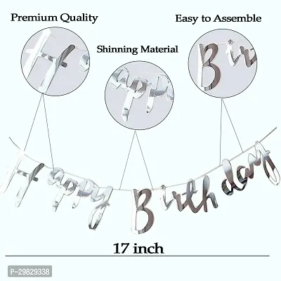 Happy Birthday Silver Cursive Decoration Item Pack of 1-thumb3