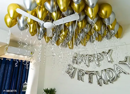 Happy Birthday Silver Foil Decoration item, 20 Golden  20 Silver Balloons(Pack Of 41)-thumb0