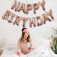 Happy Birthday RoseGold Foil Banner, 1 Rosegold Curtain, 5 RoseGold Heart Foil Balloon, 50 pcs RoseGold Metalic Balloons (Pack of 57)-thumb2