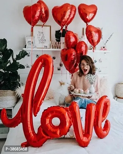 Love Red Foil Balloon, 10 Red Heart Foil Balloons (Pack of 11)