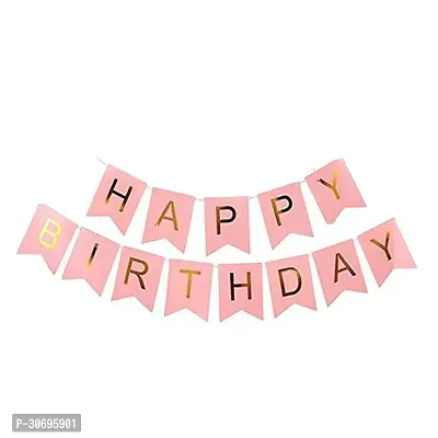 Happy Birthday Pink Banner, 2 RoseGold Curtains, 2 Rosegold Stars, 50 Rosegold, White Metalic Balloons (Pack of 55)-thumb2