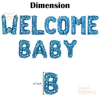 Welcome Baby Boy Blue Foil Balloons for Welcome New Born Baby Items Blue Balloons for Baby Boy Set of 11 Pcs (Blue)-thumb1