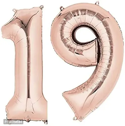 Happy Birthday Rosegold Decoration Item, 19 Number Rosegold Foil, 5 Confetti Balloons, 20 Rosegold Metalic Balloon, 10 White, 10 Red 10 Pink Pack of 57-thumb3