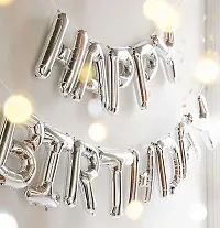 PartyBooms Happy Birthday Silver Foil Decoration Item, 30 Pink Balloons Pack of 31-thumb2