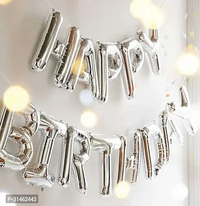 PartyBooms Happy Birthday Silver Foil Decoration Item, 30 Pink Balloons Pack of 31-thumb3