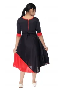 Stylish Black Cotton Blend A-Line Dress For Girls-thumb2