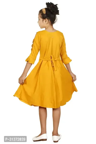 Stylish Yellow Lycra Blend Dresses For Girls-thumb2