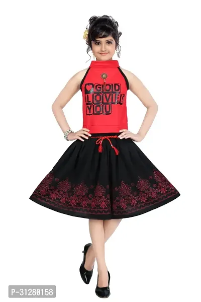 Fabulous Cotton Blend Embroidered Frock For Girl-thumb0