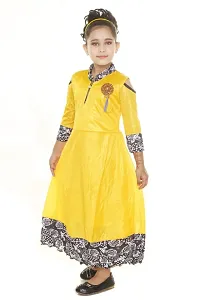 Girls Party Wear Yellow Colored Gown Frock Dress-thumb1