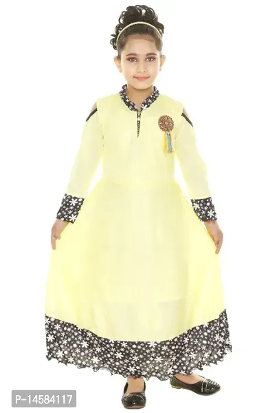 Girls Party Wear Lemon Yellow Colored Gown Frock Dress