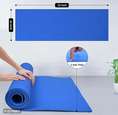 Yoga Mat for Women and Men, EVA Material Extra Thick Exercise 4mm mat for Workout Yoga Fitness Pilates and Meditation, Anti Tear Anti Slip For Home  Gym Use 4mm Thickness Blue Color.-thumb3