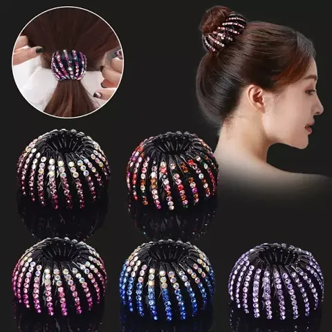 Pack of 2 Bird's Nest Hairpin Ball Hair Clutches Expandable Ponytail Holder Bird's Nest Shaped Hair Clips Claw Clamp for Girls and Women