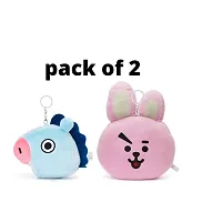 Caaju soft Plush face Mang-Cooky Special Cartoon characters Compatible for BTS BT21 keychain for kids And BTS Cartoon Sticker Free pack of 2-thumb1